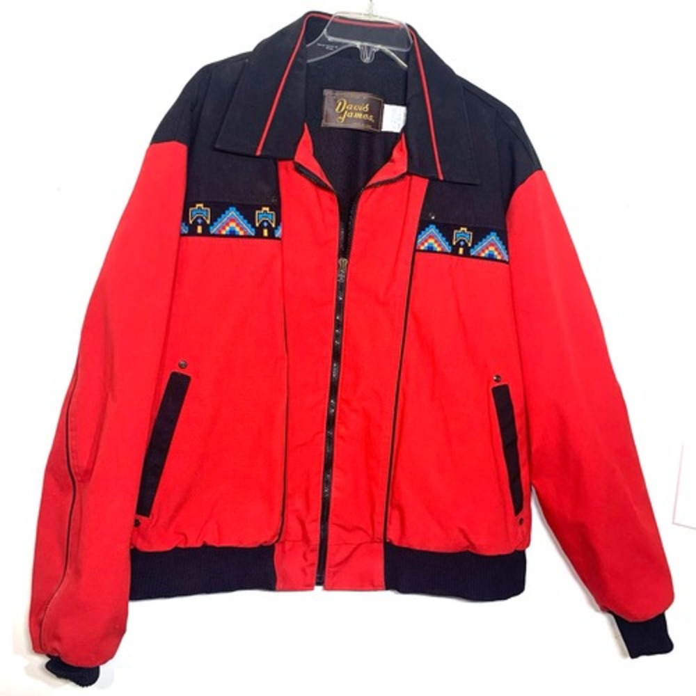 EUC Vintage 90s Davis James Western Aztec Embroidered Coat Size Large‎